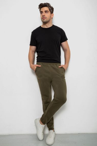 Спорт штаны мужские на флисе, цвет зеленый, 238R56910 | Зображення 1
