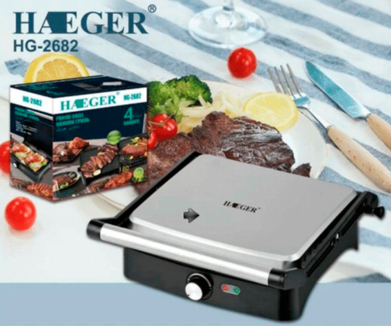 Електрогриль контактний (притискний) Haeger HG-2682 сріблястий 1800W (HG-2682_1022) | Зображення 5