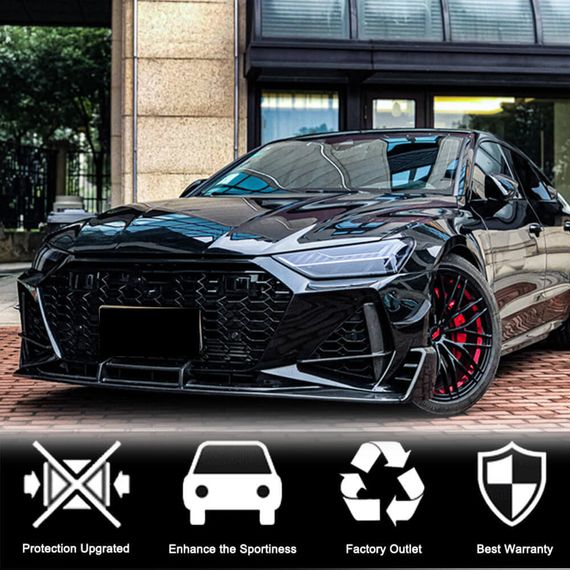 Накладки на вентиляційні отвори переднього бампера V1 (для RS7 2018-2022, Сухий карбон) для Ауди A7 2018- рр | Зображення 2