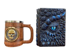 Подарунковий набір Кухоль 3D Череп Gold Rose та Блокнот 3D «Книга Тіней і Глубін»