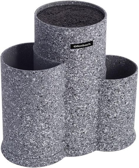 Підставка-колода Ofenbach Grey Marble для кухонних ножів 23х13х22см, потрійна кругла