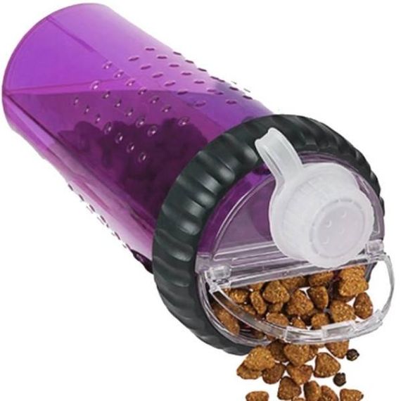 Поїлка-годівниця для тварин подвійна зі складною мискою Pet Drink Bottle Фіолетова