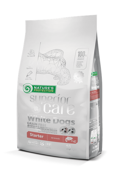 Корм Nature's Protection Superior Care White Dogs Grain Free Starter All Breeds сухий для щенят з білим забарвленням вовни 10 кг