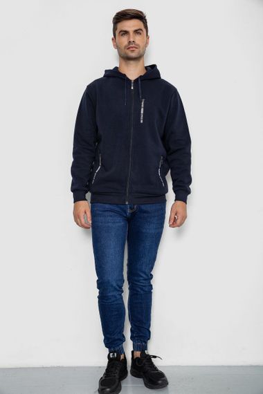 Кофта мужская на флисе с капюшоном 244R2563, цвет Темно-синий | Зображення 1