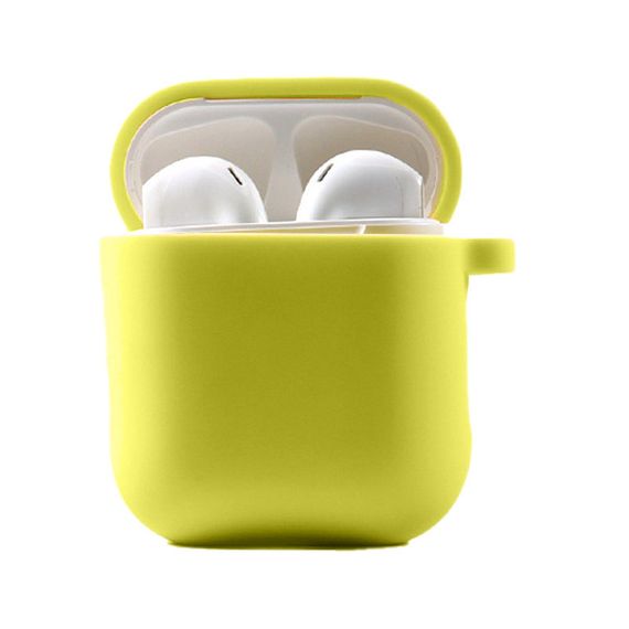 Силіконовий футляр із мікрофіброю для навушників Airpods 1/2 Желтый / Bright Yellow