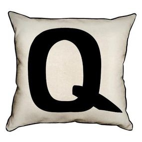 Подушка з мішковини Letter Q 45x45 см (45PHB_ABC034_WH)