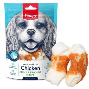Wanpy Chicken Jerky & Rawhide Wraps ванпи кость с вяленой курицей лакомство для собак 0.1кг