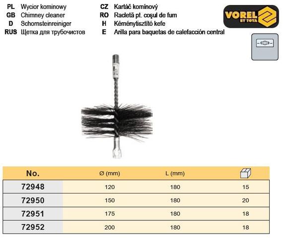 Щітка йорж Польща чистки димоходів метал 200 мм VOREL-72952