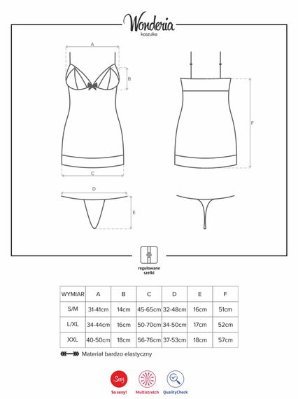 Сорочка Obsessive Wonderia chemise & thong black S/M | Зображення 2