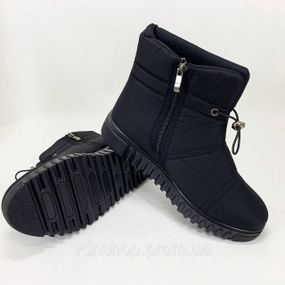 Женские дутики из текстиля 40р, Галоши утепленные черного цвета, Дутики женские болоновые RK-93