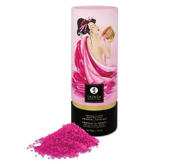 Пенящаяся соль для ванны Shunga Dead Sea salt Oriental Crystals — Rose Petal (500 г), Мертвого моря | Зображення 4