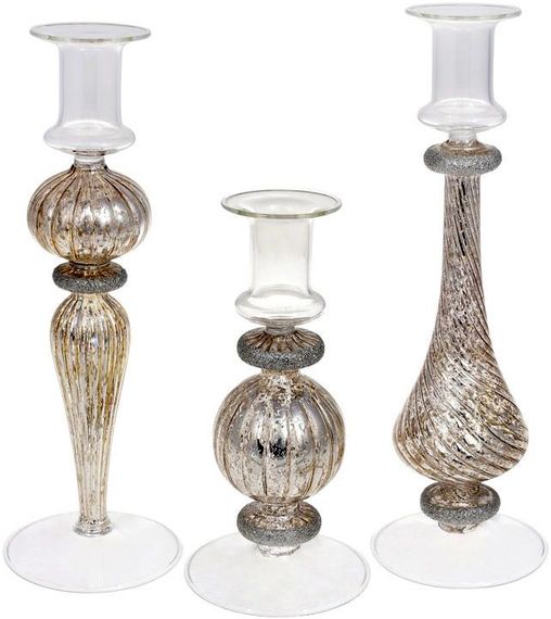 Підсвічник скляний Candlestick 8.5х25см, шампань | Зображення 1