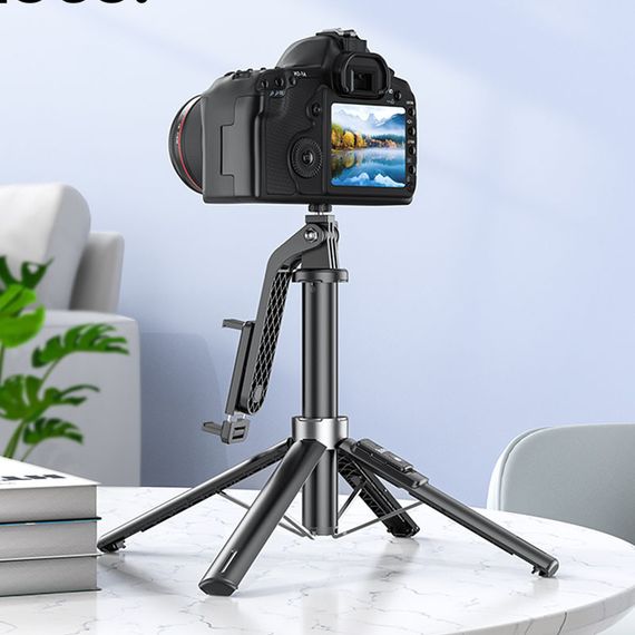 Монопод для селфі Hoco K21 з триногами + знімний BT пульт Black | Зображення 1
