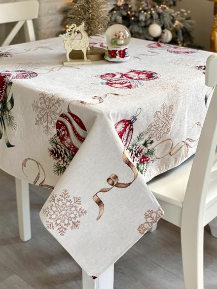 Скатертина гобеленова ALLOVER34278 Limaso, 137х240, Прямокутна, Новорічний, З мікрофіброю + золотим люрексом, 74% поліестер, 23% бавовна, 3% акрил, Гобелен | Зображення 3