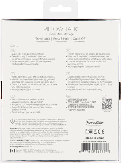Розкішний вібратор Pillow Talk - Racy з кристалом Сваровські для точки G, подарункова упаковка, Teal | Зображення 9