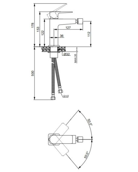 Змішувач для біде Lidz Orion 001AF Chrome LDORI001AFCRM48095 | Зображення 1