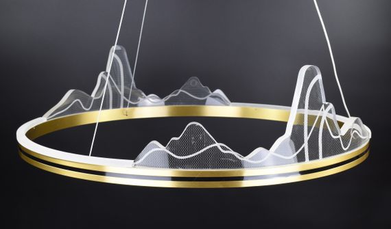 Люстра світлодіодна підвісна LED світильник для квартири на стелю лед 26896 Латунь 35-150х60х60 см. | Зображення 6