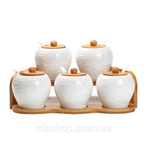 Набір банок для сипучих продуктів з 5 штук по 250 мл порцелянаовий HP1253 HP1253