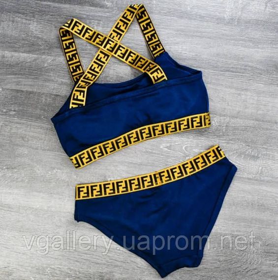 Жіночий комплект білизни Fendi, жіночий комплект Фенді (Топ+Брифі) M, Чорний | Зображення 2