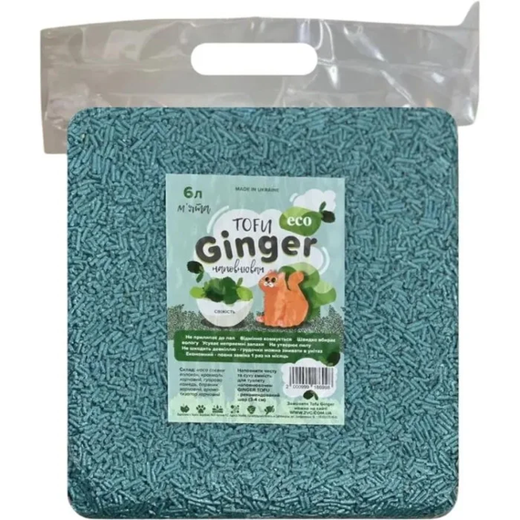 Соевый наполнитель для туалетов  Ginger Tofu Мята, 6 л