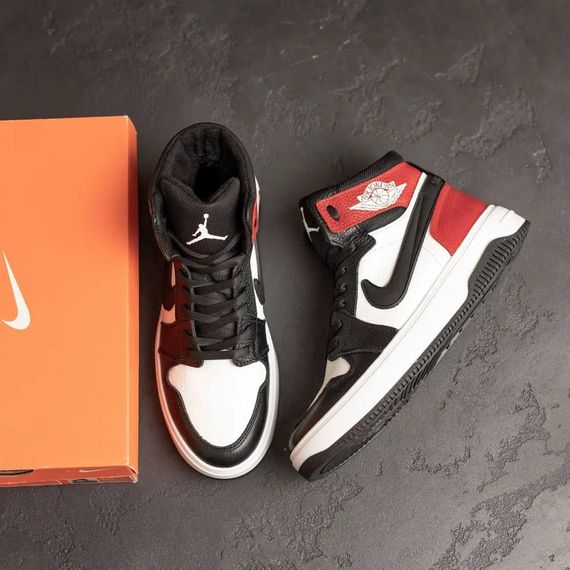 зимові  ботинки Nike Air  Max колір :білий / чорний/ красний | Зображення 8