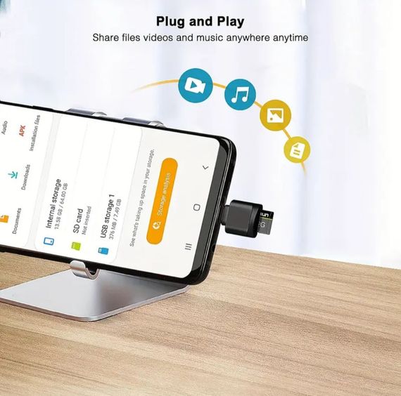 Компактний, високошвидкісний кардрідер Type-C → MicroSD/TF. Чорний | Зображення 3