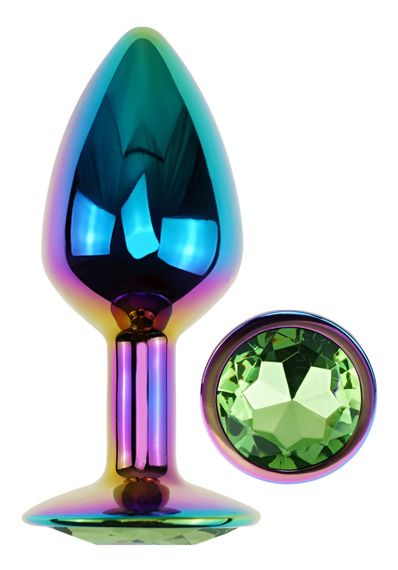 Анальна пробка з кристалом EGZO - Multicolor Round Plug Green size S Sex Aura | Зображення 1