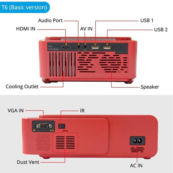 Портативный проектор XPRO PANOPLUS XXM RED EDITION с внешней WiFi функцией Screen Mirroring (3500 lumen) для дома, офиса, и проведения презентаций + Тренога 1 метр в комплекте! (P00264_3799) | Зображення 2