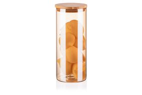 Банка для зберігання ARDESTO Golden Moon, 1000мл, скло, бамбук, кругла, золотистий (AR1310BLRG)
