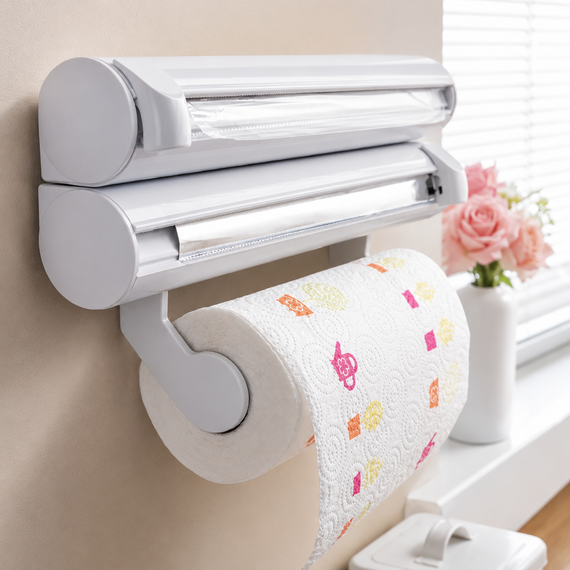 Кухонный диспенсер для пленки, фольги и полотенец Kitchen Roll Triple Paper dispenser, держатель для полотенец | Зображення 2