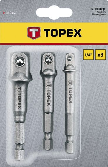 Переходник TOPEX для головок 1/4, 3/8, 1/2 набор 3 шт. (38D151) | Зображення 1
