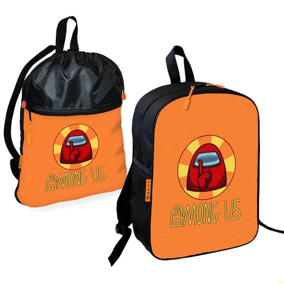 Шкільний рюкзак дитячий Амонг Ас + Сумка для взуття спортивної форми рюкзак-мішок для хлопчика (01671)