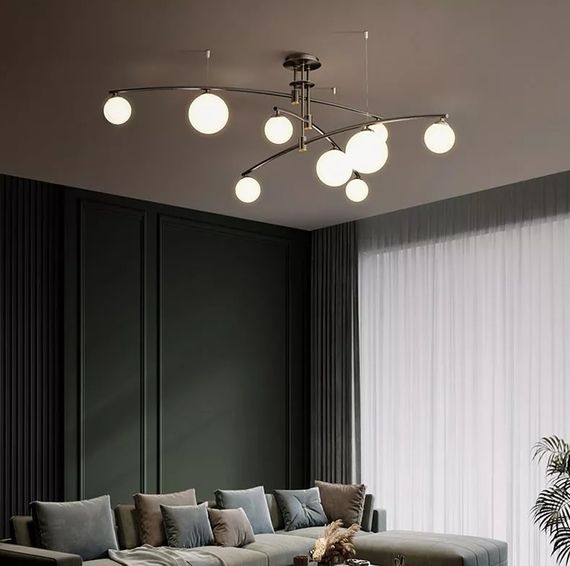 Люстра стельова на 9 лампочок 26781 Чорний 45х140х140 см.