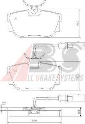 Колодка гальм. диск. VW T4 задн. (вир-во ABS) A.B.S. 37110 на VW TRANSPORTER / CARAVELLE Mk IV автобус (70XB, 70XC, 7DB, 7DW)