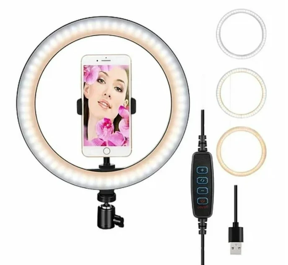 Кільцева LED-лампа S31 (1 кріп.тел.) (кер. на дроті) (USB) (30 см) | Зображення 2