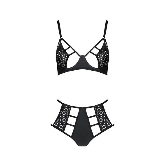 Комплект білизни Passion TASMINA SET XXL/XXXL black, ліф, високі трусики з корсетом ззаду | Зображення 2