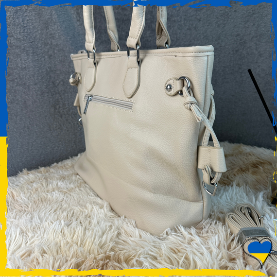 Сумка жіноча з ніжної екошкіри. Сумочка жіноча екошкіра. Сумка бежева жіноча | Зображення 2