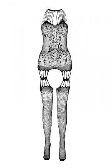 Бодістокінг з безліччю бретелей Passion BS095 One Size, black, імітація пояса та панчіх, з доступом sexstyle | Зображення 10