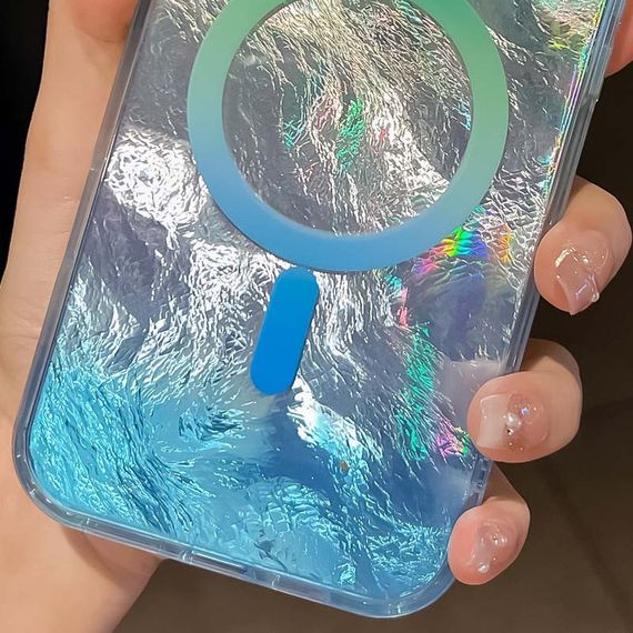 Чохол TPU Shiny Mountain Magnetic Fit для Apple iPhone 16e / 17e (6.1") Green / Blue | Зображення 1