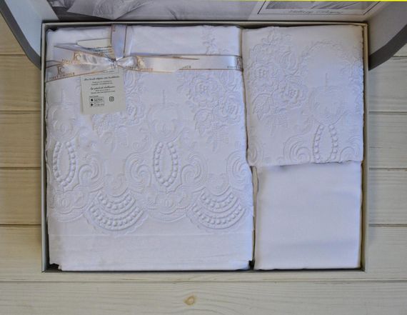 Комплект постельного белья First Choice Vip Satin Moonlight 200x220 см Hillary White | Зображення 3