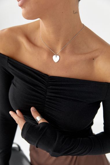 Короткий лонгслів із драпіруванням - чорний цвет, M (є розміри) | Зображення 3