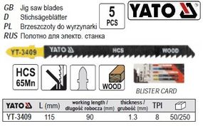 Набір полотно для електролобзика (дерево) 8TPI l=115мм 5шт YATO-3409