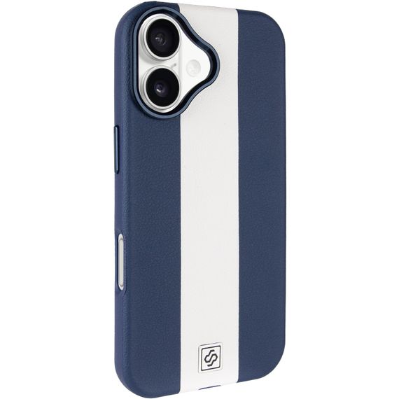 Шкіряний чохол Rally with Magnetic Fit для Apple iPhone 17 (6.3") Blue / White