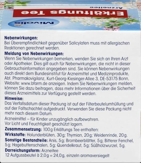 Чай від застуди Mivolis Erkältungs Tee, 12 пакетиків – натуральний лікувальний чай з травами для підтримки імунітету | Зображення 2