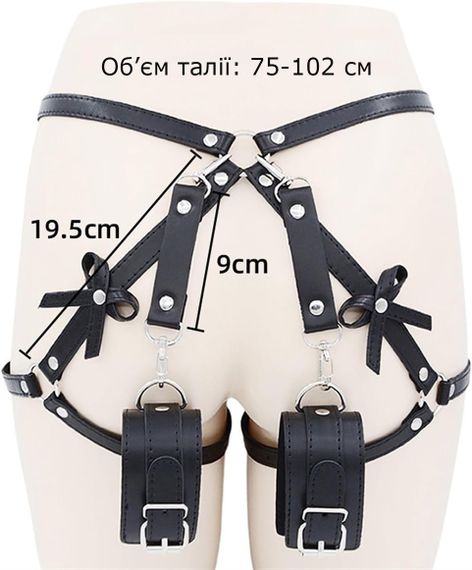 Еротична портупея-підв'язка із наручниками Black Desire Harness | Зображення 4