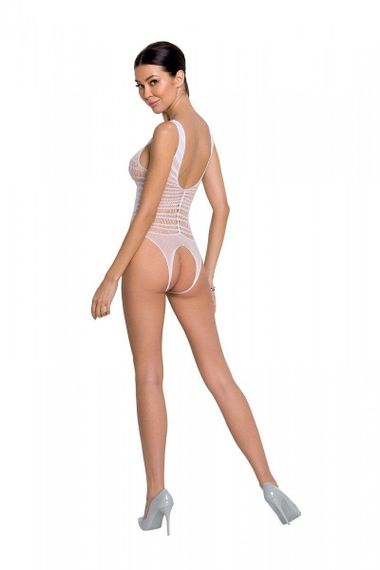 Бодістокінг з доступом Passion BS086 white, вертикальна сітка, виріз на спинці sexstyle | Зображення 2