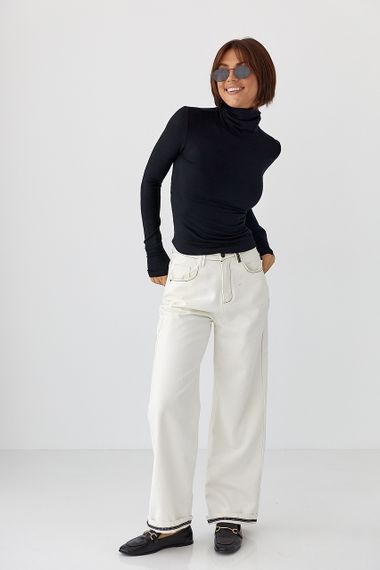 Однотонний гольф із високою горловиною - чорний цвет, S (є розміри) | Зображення 2