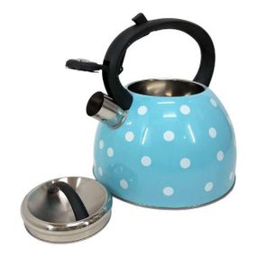 Чайник из нержавеющей стали со свистком 2,5л UNIQUE UN-5301 Голубой в горошек
