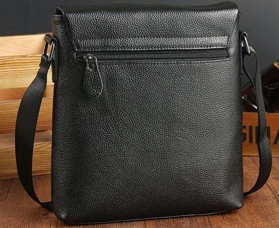 Сумка-месенджер шкіряна Tiding Bag чорна | Зображення 7