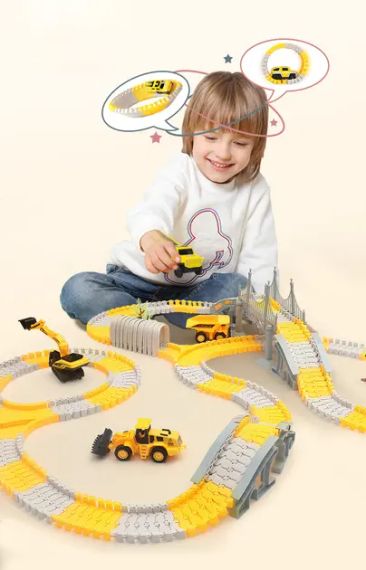 Автомобильный трек Дорожные работы, 333 детали, машинка на батарейке | Зображення 1